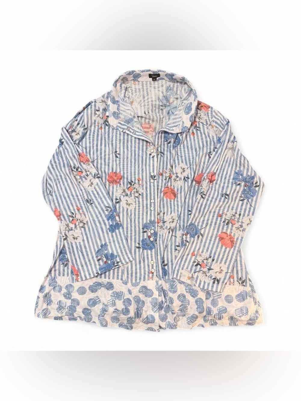 Shana Striped Floral Button-Up Shirt